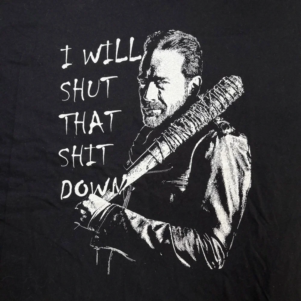 The Walking Dead Negan I Will Shut That Down Shirt Mens XL Black Gildan Tee - Picture 2 of 7